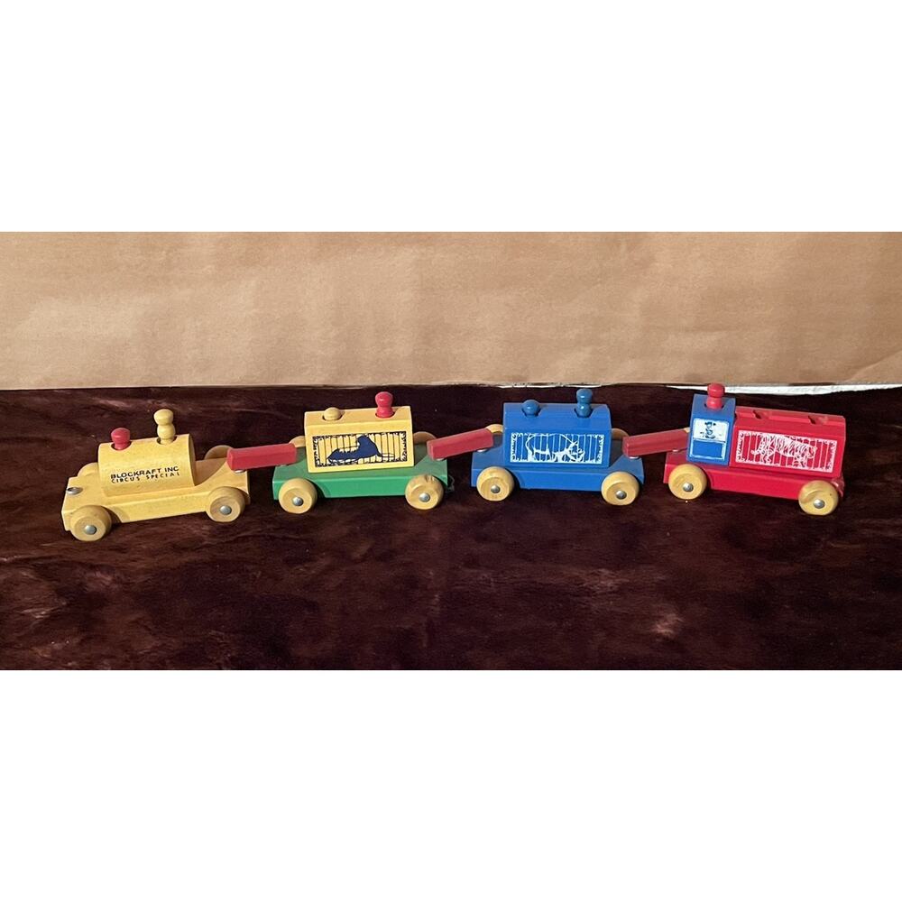1950s Vintage BLOCKRAFT Inc Circus Special Wooden Train Toy Snaps Rare